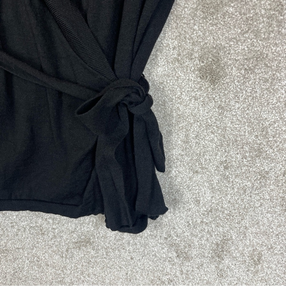 Talbots Sweater Womens Large Black Wrap Short Sleeve Side Tie Stretch- 3870 - Picture 3 of 10